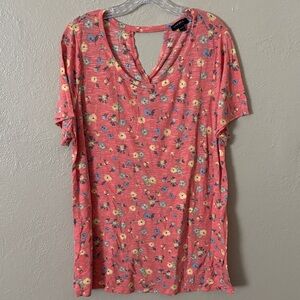 Women’s Plus Size Lane Bryant Floral Top, 18/20 2X Coral Leightweight